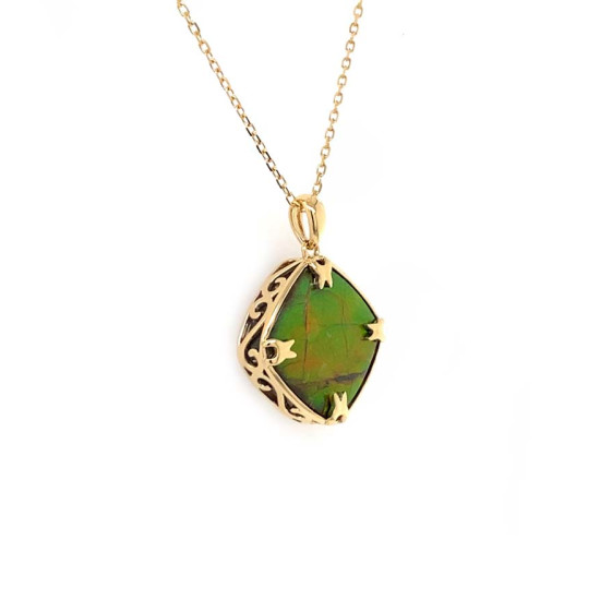 GOLD CHAIN 18K WITH AMONITE STONE