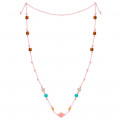 rhodochrosite thread necklace with amazonite , amazonite , pink quartz and coke wood