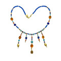 24K GOLD PLATED AMBER NECKLACE WITH TURQUOISE, LAPIS LAZULI, CORAL,BLUE AGATE