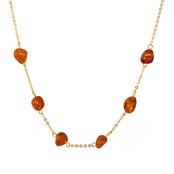 GOLD PLATED AMBER NECKLACE