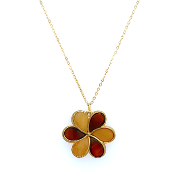 18k GOLD PLATED AMBER NECKLACE