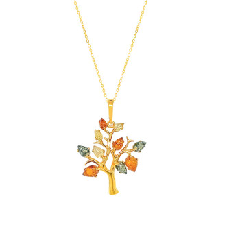 GOLD PLATED AMBER NECKLACE 