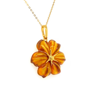 GOLD PLATED AMBER NECKLACE