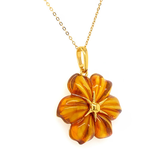 GOLD PLATED AMBER NECKLACE