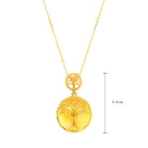GOLD PLATED TREE LIFE AMBER NECKLACE