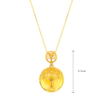 GOLD PLATED TREE LIFE AMBER NECKLACE