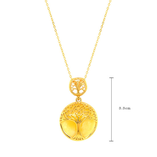 GOLD PLATED TREE LIFE AMBER NECKLACE GOLD PLATED TREE LIFE AMBER NECKLACE