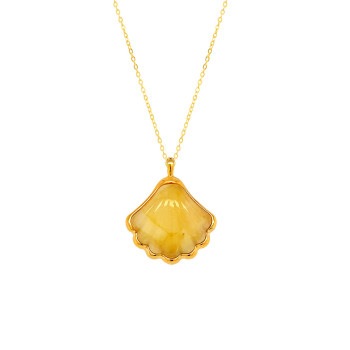 GOLD PLATED AMBER NECKLACE