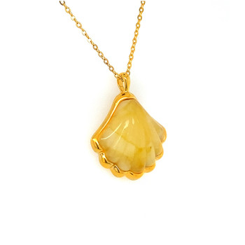 GOLD PLATED AMBER NECKLACE