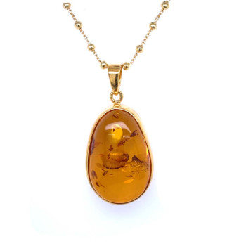18K GOLD PLATED AMBER NECKLACE 
