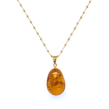 18K GOLD PLATED AMBER NECKLACE 