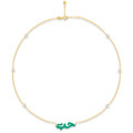 GOLD PLATED ( HUB ) NICKLACE WITH GREEN AGATE AND PEARLS .