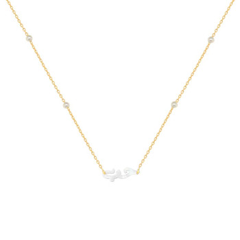 GOLD PLATED ( HUB ) NICKLACE WITH WHITE SEASHILL AND PEARLS .