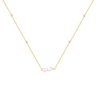 GOLD PLATED ( HUB ) NICKLACE WITH PINK SEASHILL AND PEARLS .