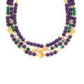 GOLD PLATED CITRINE 3 LAYRS NECKLACE WITH AMETHYST , GREEN JAIDE AND PEARLS 