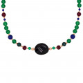 black opal necklace and green agate , Rubi , azurite and lapis black opal necklace and green agate , Rubi , azurite and lapis