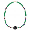 black opal necklace and green agate , Rubi , azurite and lapis black opal necklace and green agate , Rubi , azurite and lapis