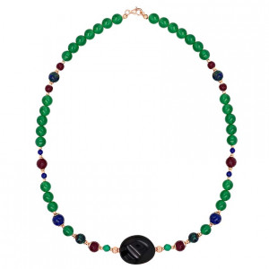 black opal necklace and green agate , Rubi , azurite and lapis 