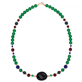 black opal necklace and green agate , Rubi , azurite and lapis 