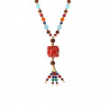coral necklace with green , red agate , aquamarine , lapis , amber , coke and agar wood coral necklace with green , red agate , aquamarine , lapis , amber , coke and agar wood