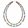2 layers Turquoise necklace with lapis, Amber, Pearl and Coke . 2 layers Turquoise necklace with lapis, Amber, Pearl and Coke .