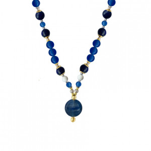 kyanite necklace with lapis and blue agate 
