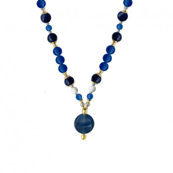 kyanite necklace with lapis and blue agate 