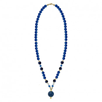 kyanite necklace with lapis and blue agate 