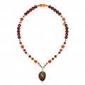 Black Opal necklace with Amber, Ruby, Amethyst and malachite . Black Opal necklace with Amber, Ruby, Amethyst and malachite .