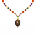 Black Opal necklace with Amber, Ruby, Amethyst and malachite . Black Opal necklace with Amber, Ruby, Amethyst and malachite .
