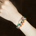 Gold plated White Opal Bracelet with Green agate, Tigereye and Lapis