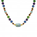 African Opal necklace with Ruby Agate, Red - Green - Blue Agate stones, Halolite stone, Turqoise and Coke Wood African Opal necklace with Ruby Agate, Red - Green - Blue Agate stones, Halolite stone, Turqoise and Coke Wood