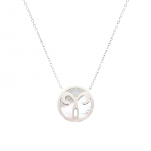 SILVER ARIES NECKLACE WITH SEASHELL