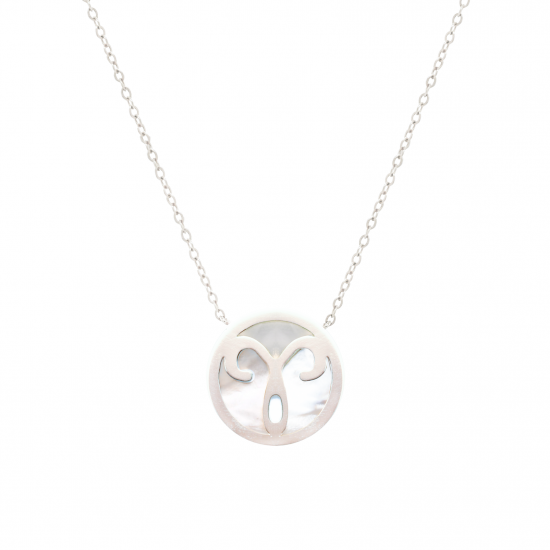 SILVER ARIES NECKLACE WITH SEASHELL