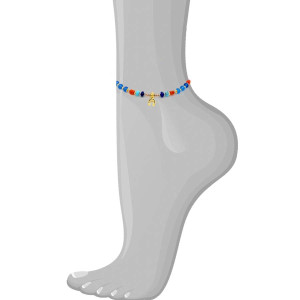 LAPIS ANKLET WITH TURQUOISE , CORAL , BLUE AGATE , RED AGATE 