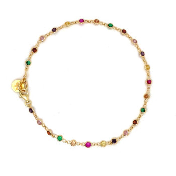 18K Gold plated COLORED ZIRCON ANKLET