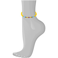 YELLOW AGATE ANKLET WITH AMAZONITE , CORAL AND WOOD COKE