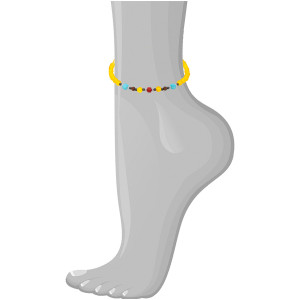 YELLOW AGATE ANKLET WITH AMAZONITE , CORAL AND WOOD COKE