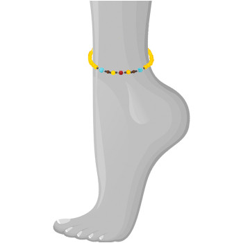 YELLOW AGATE ANKLET WITH AMAZONITE , CORAL AND WOOD COKE