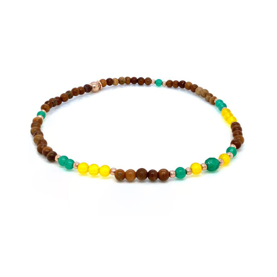 GREEN AGATE ANKLET WITH , YELLOW AGATE , WOOD COKE GREEN AGATE ANKLET WITH , YELLOW AGATE , WOOD COKE