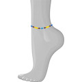 TURQUOISE EYE ANKLET WITH , BLUE AGATE , YELLOW AGATE , WOOD COKE