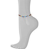  TURQUOISE EYE ANKLET WITH , YELLOW AGATE , BLUE AGATE , WOOD COKE