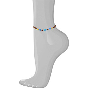  TURQUOISE EYE ANKLET WITH , YELLOW AGATE , BLUE AGATE , WOOD COKE