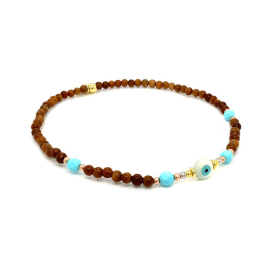 SEASHELL EYE ANKLET WITH , HALOLITE , WOOD COKE SEASHELL EYE ANKLET WITH , HALOLITE , WOOD COKE