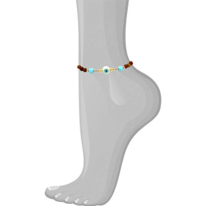 SEASHELL EYE ANKLET WITH , HALOLITE , WOOD COKE