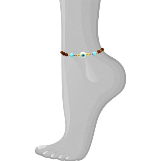 SEASHELL EYE ANKLET WITH , HALOLITE , WOOD COKE SEASHELL EYE ANKLET WITH , HALOLITE , WOOD COKE