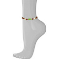 WOOD ANKLET WITH GREEN AMBER STONE,WITH RUBI AGATE AND PEARL