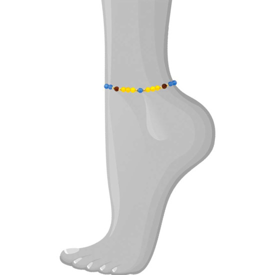   BLUE AGATE ANKLET WITH YELLOW AGATE AND WOOD COKE