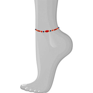 CORAL STONE ANKLET WITH LAPIS AND RED AGATE .