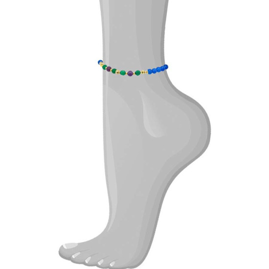 BLUE AGATE ANKLET WITH AMETHYST AND GREEN AGATE WITH INFINITY PENDANT BLUE AGATE ANKLET WITH AMETHYST AND GREEN AGATE WITH INFINITY PENDANT